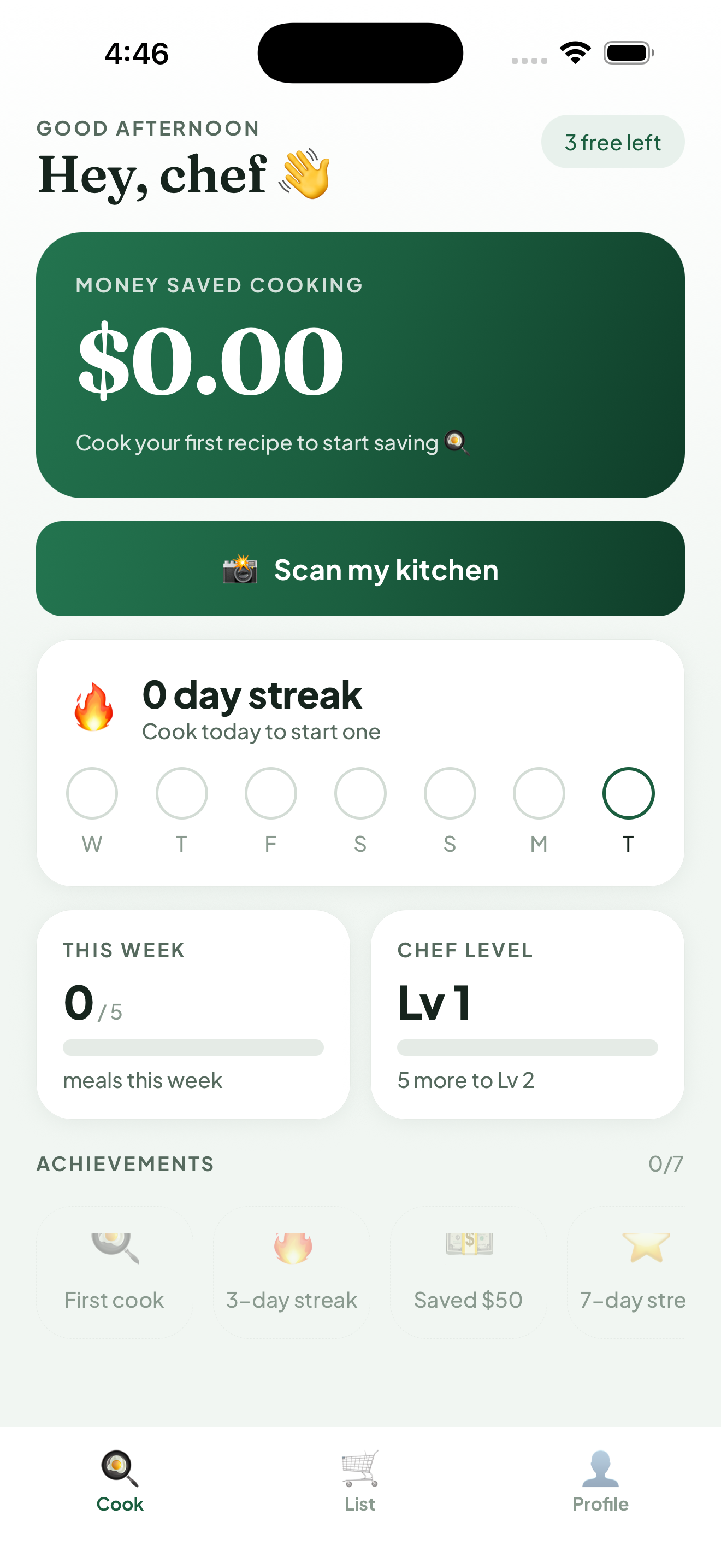 Forkast home screen